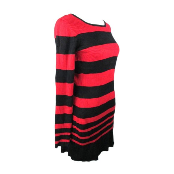 AGB Sweater Dress S Black Red Stripe Pencil Crew Neck Cotton Rayon Blend (RK115) - Picture 10 of 10